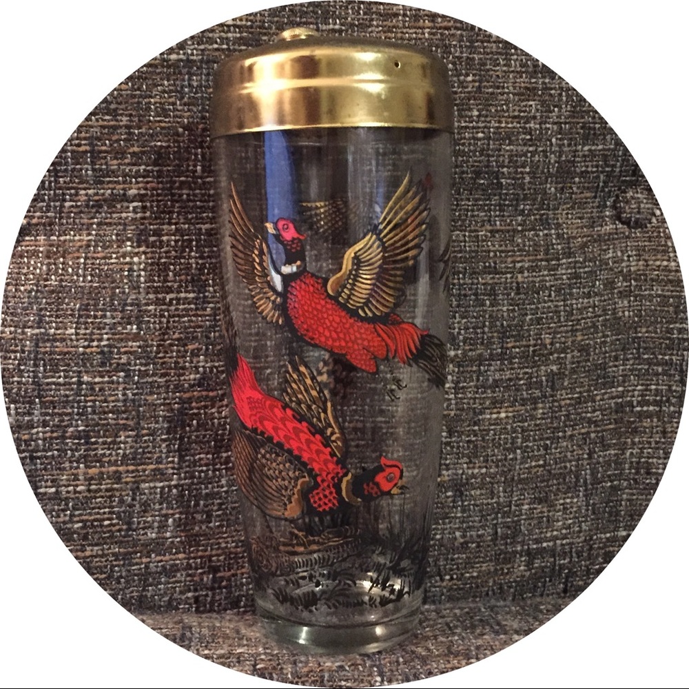 Vintage Pheasant Cocktail Shaker with Stirrers!